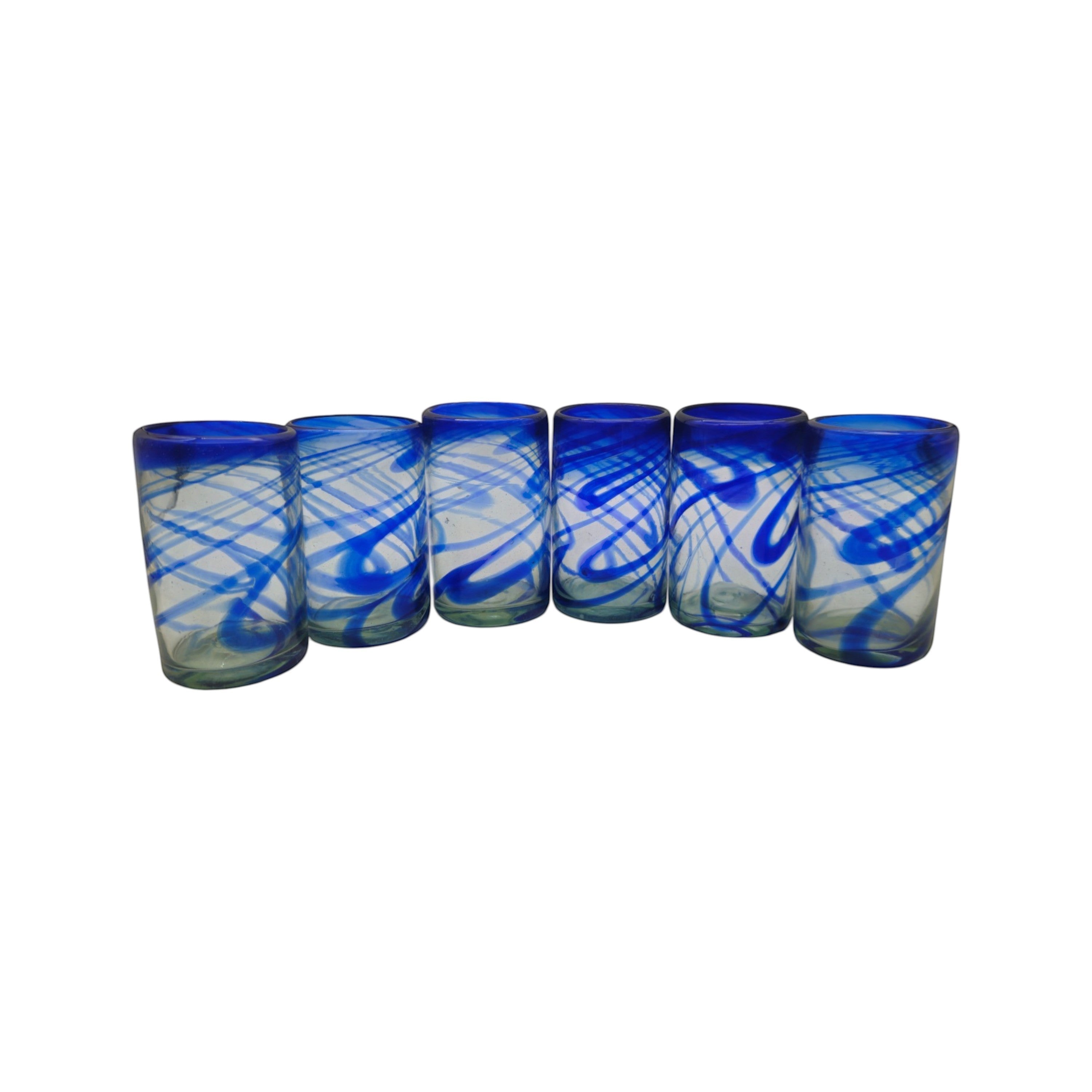 Blue Swirl Hand-Blown Glass | Mexican Drinking Tumbler
