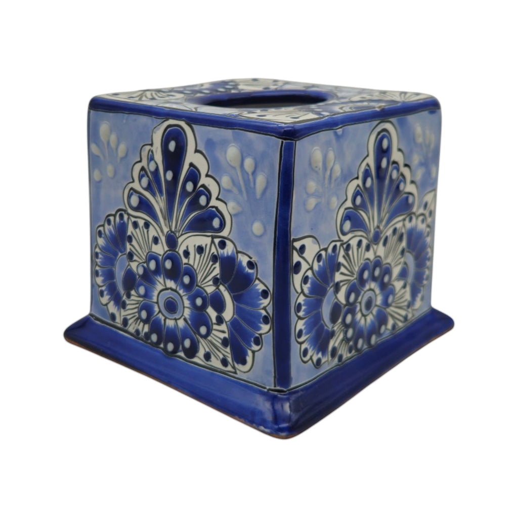 Blue & White Talavera Tissue Box Cover | Vibrant Mexican Decor
