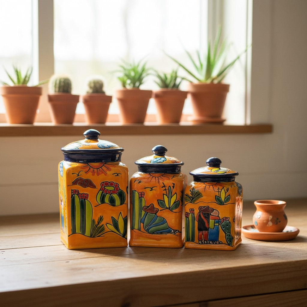 Talavera Canister Set | Colorful Handmade Panchito Pottery