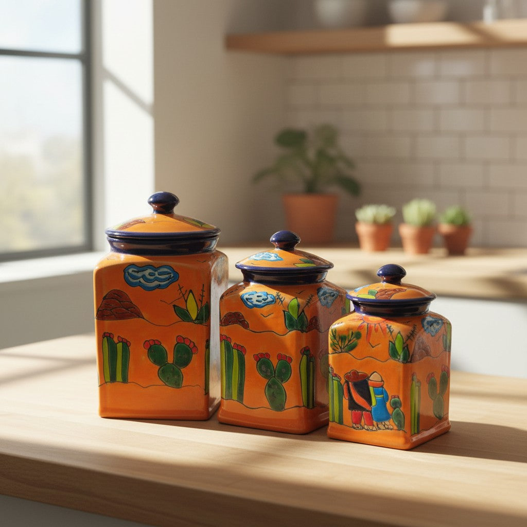 Talavera Canister Set | Colorful Handmade Panchito Pottery