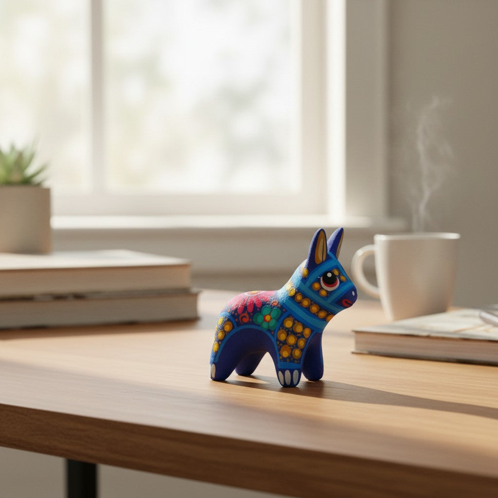 Alebrije Donkey Figurine | Hand-Painted Mexican Folk Art