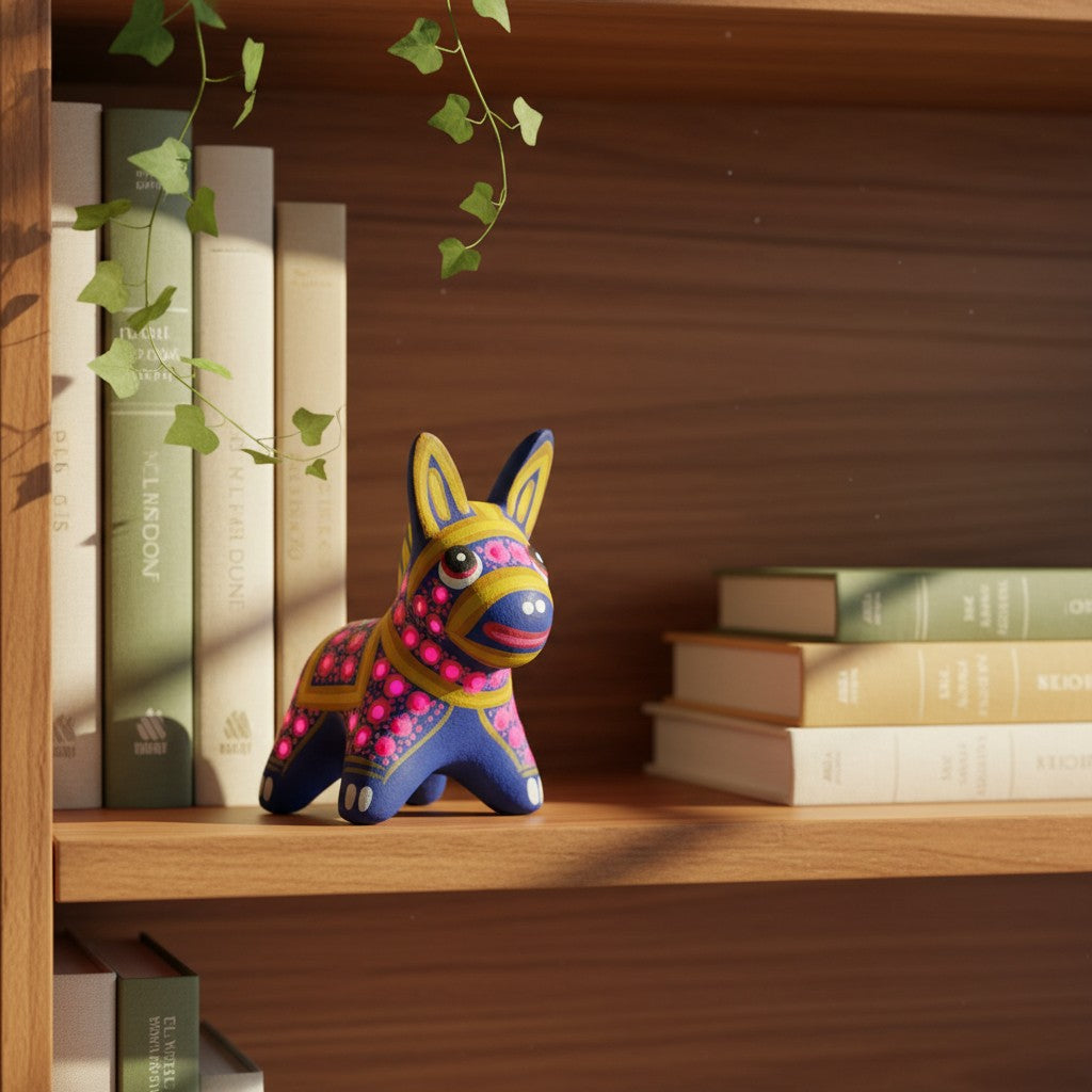 Alebrije Donkey Figurine | Hand-Painted Mexican Folk Art