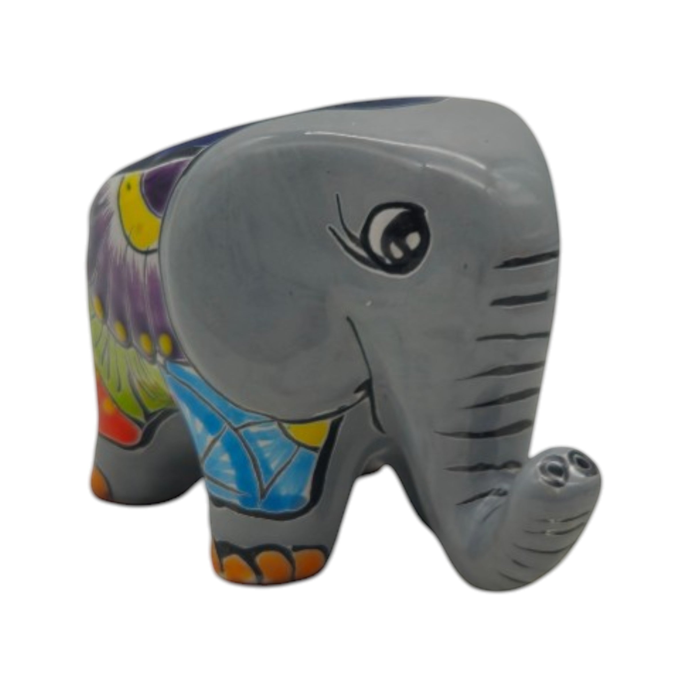 Talavera Elephant Planter | Colorful Hand-Painted Ceramic Animal Pot