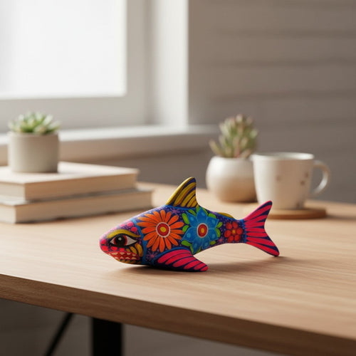 Alebrije Shark Figurine | Vibrant Ocean Decor