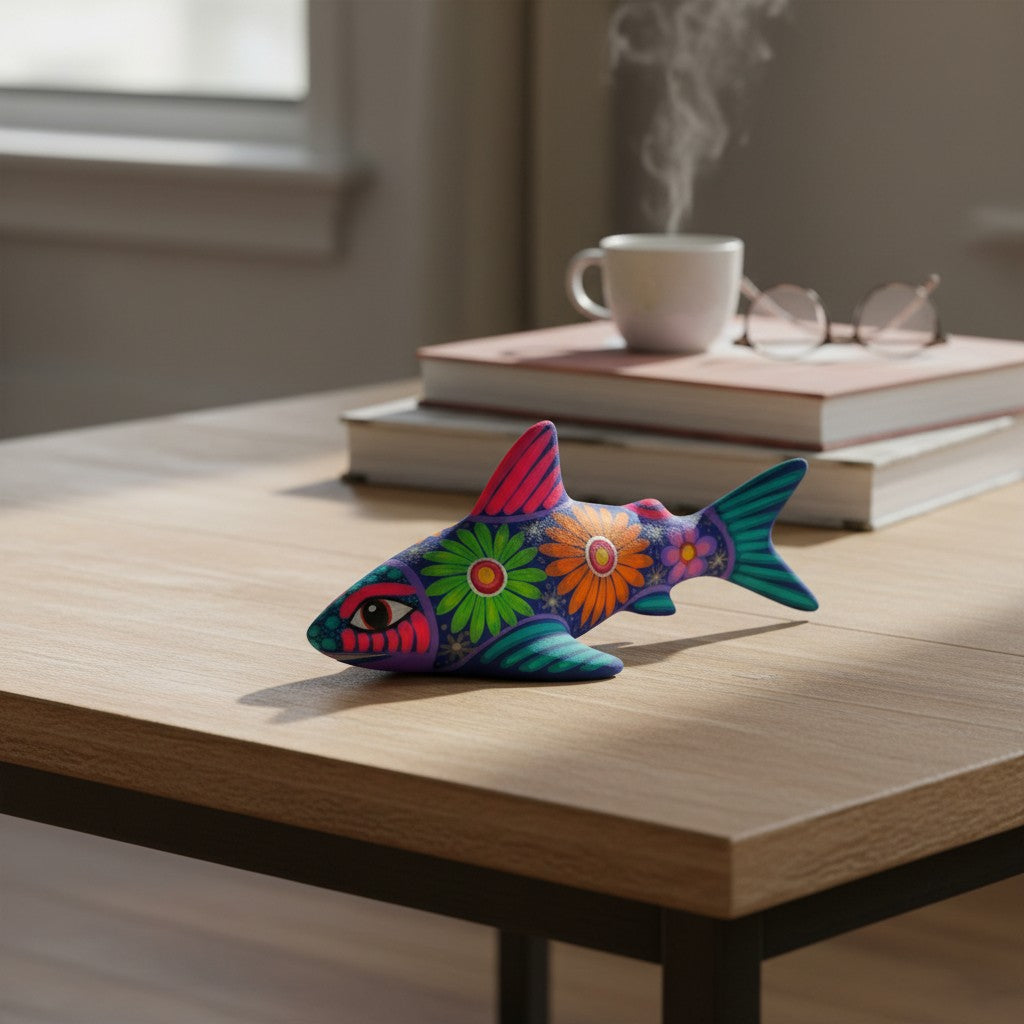 Alebrije Shark Figurine | Vibrant Ocean Decor
