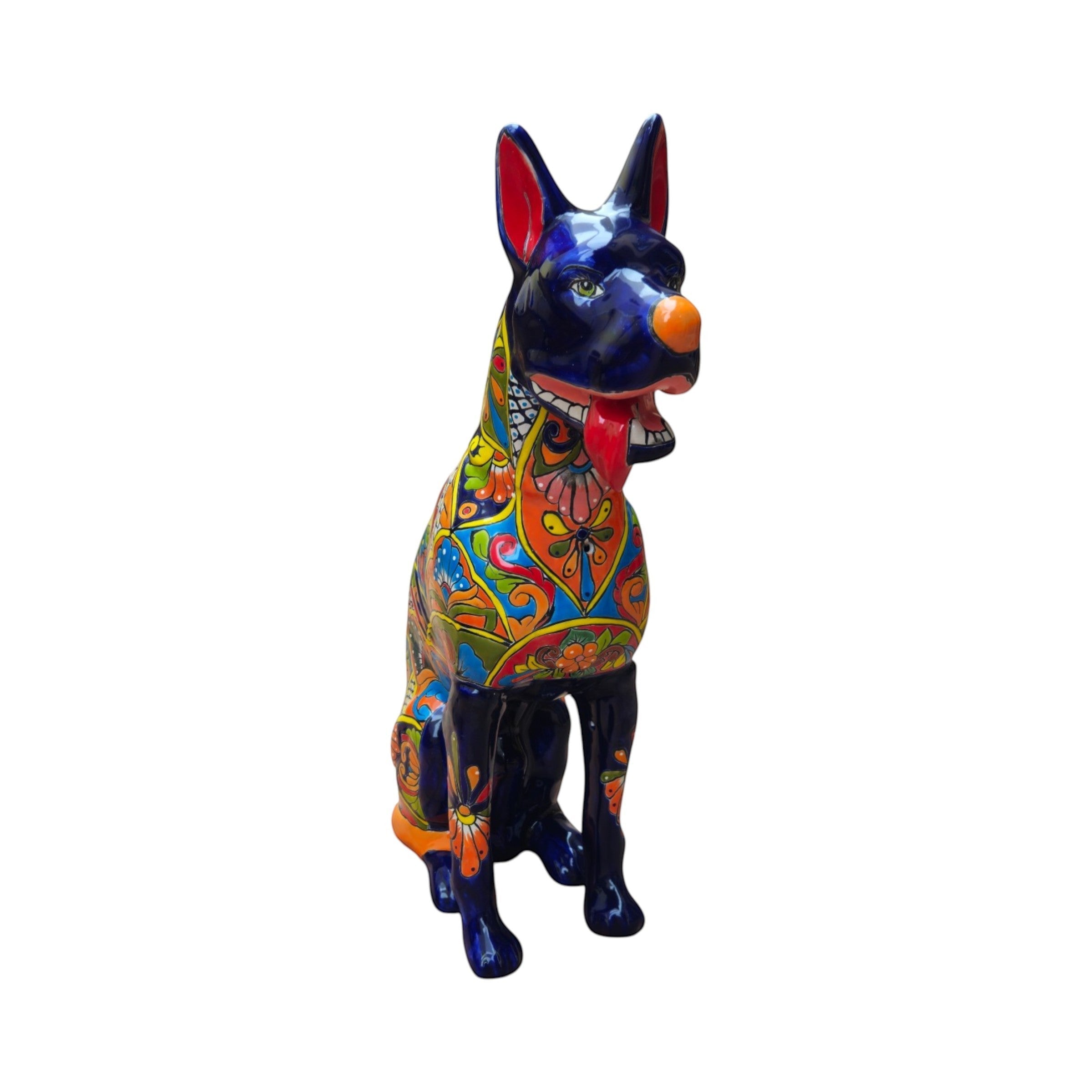 Huge Talavera Dog Statue | Colorful Mexican Ceramic Statue