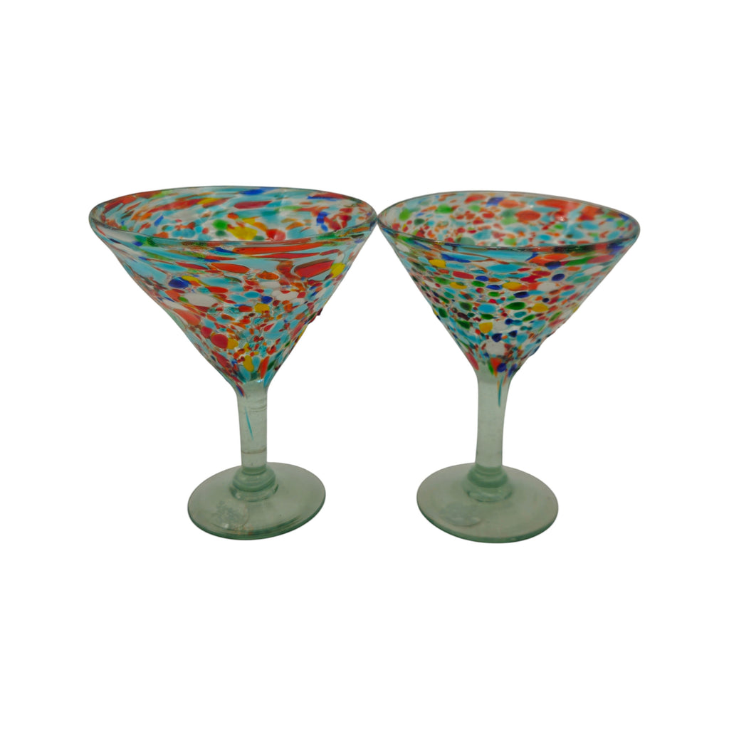 Confetti Pebbled Martini Glass | Hand-Blown Mexican Barware