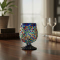 Mexican Confetti Rock Shot Glass | Blue Rim Cognac Style