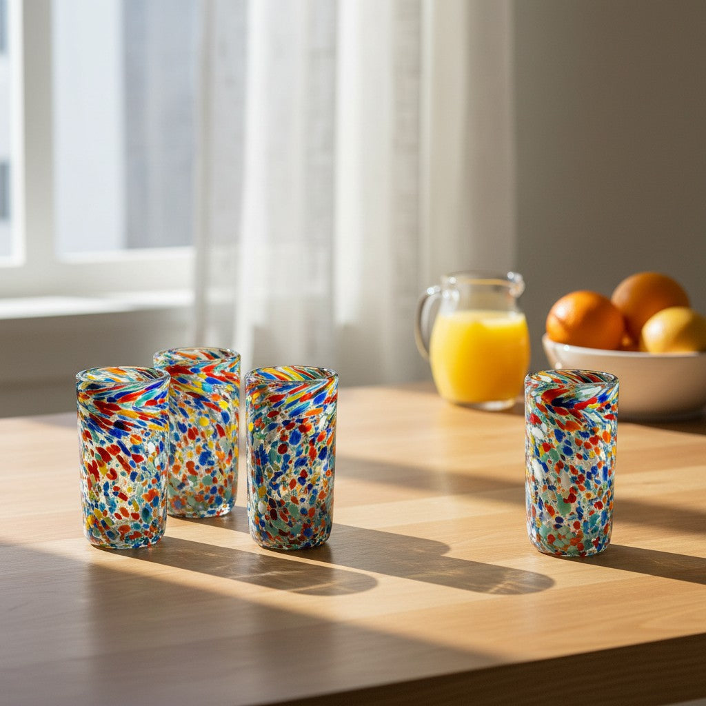 Hand-Blown Double Shot Glass | Mexican Confetti Glassware