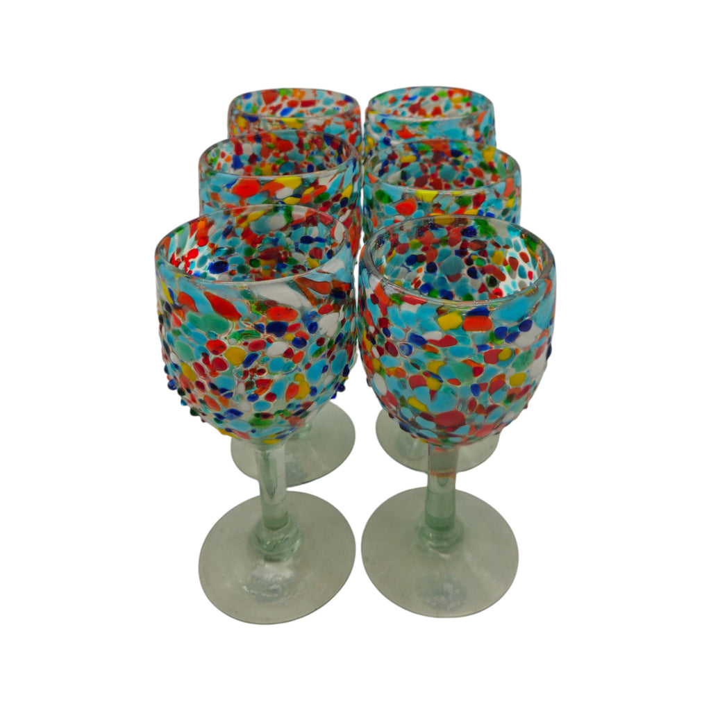 Mexican Confetti Rock Wine Glass | Hand-Blown Confetti Design