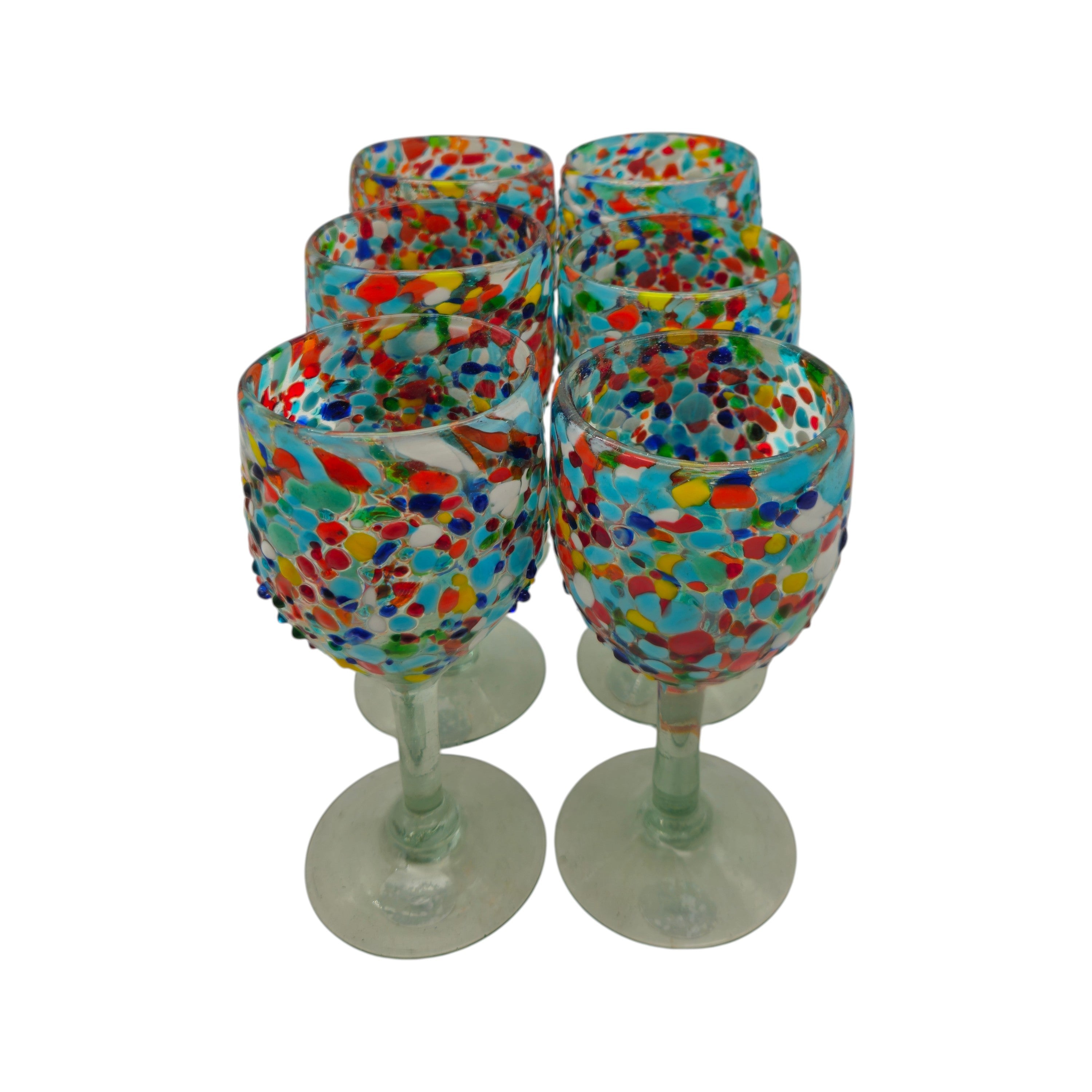 Mexican Confetti Rock Wine Glass | Hand-Blown Confetti Design
