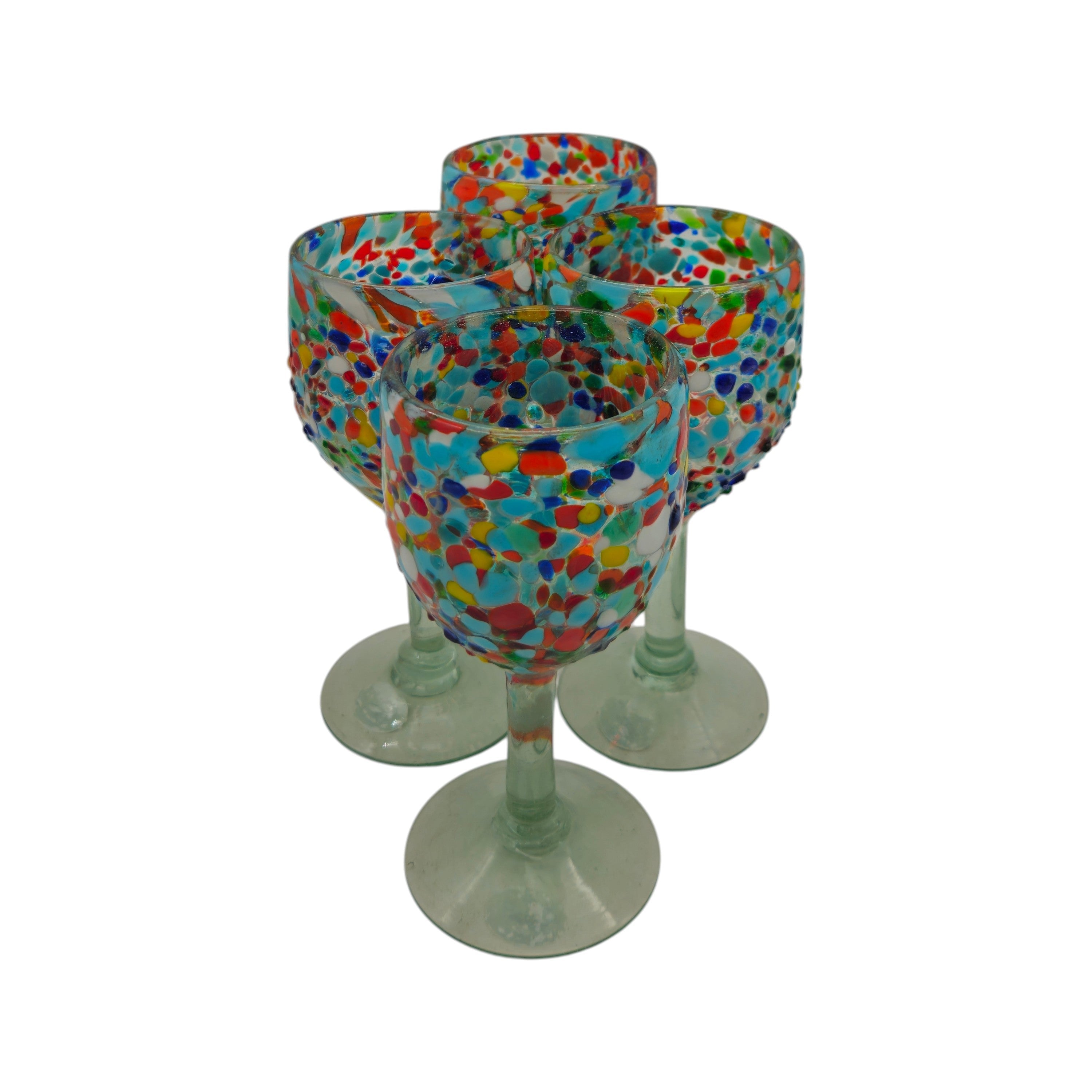 Mexican Confetti Rock Wine Glass | Hand-Blown Confetti Design
