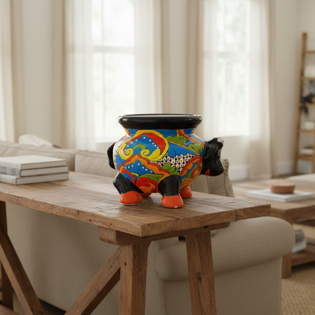 Talavera Cow Planter | Handmade Mexican Pottery for Home & Garden