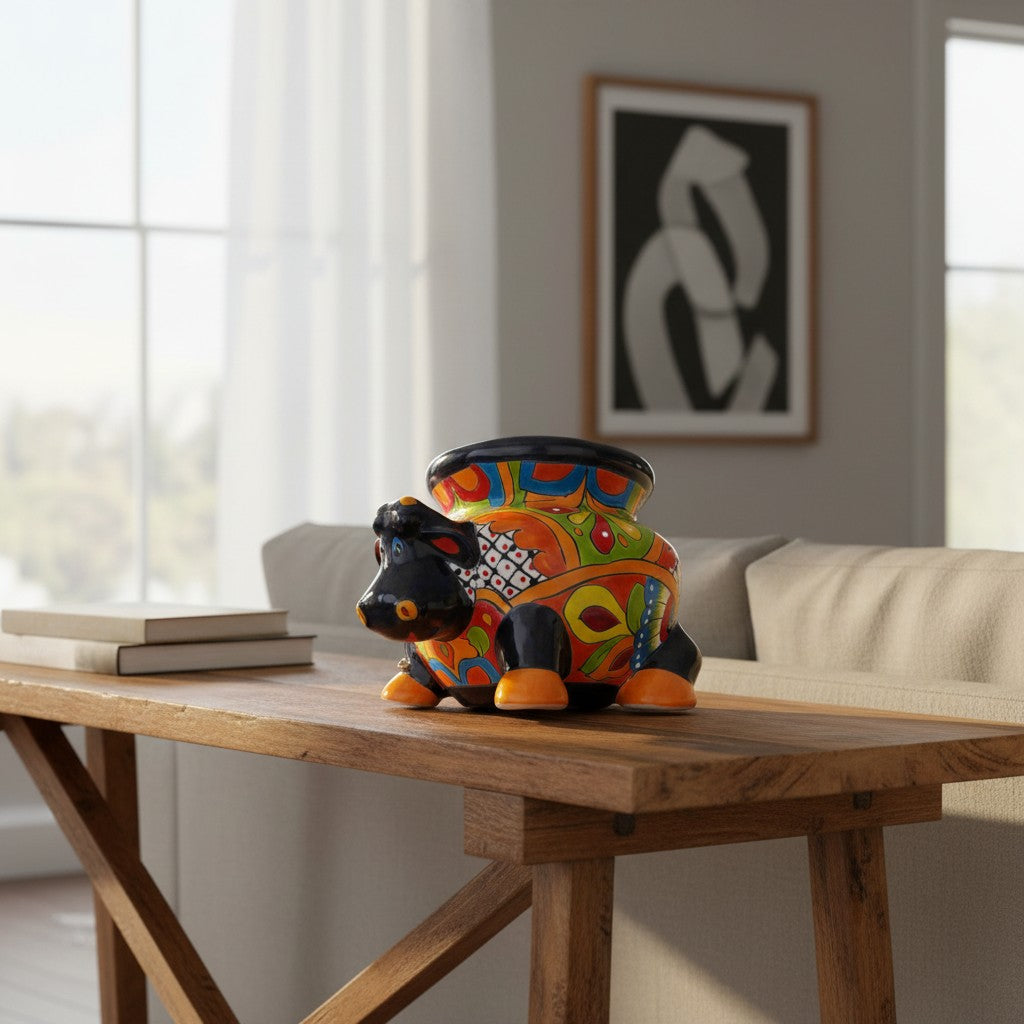 Talavera Cow Planter | Handmade Mexican Pottery for Home & Garden