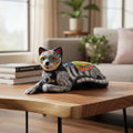Talavera Cat Statue | Day of the Dead Mexican Ceramic Decor