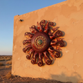 Giant Sun Wall Art with Light Fixture | Handmade Mexican Metalwork