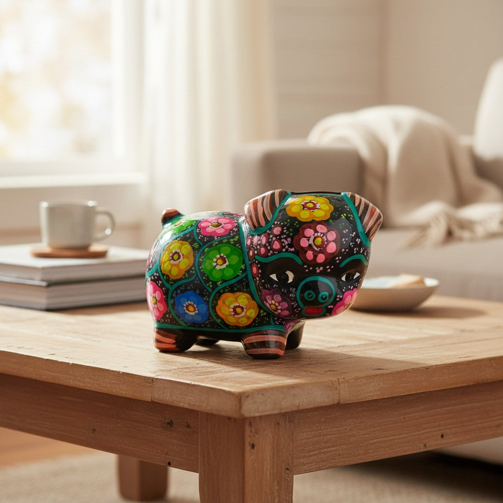 Handmade Guerrero Piggy Bank | Mexican Ceramic Coin Bank