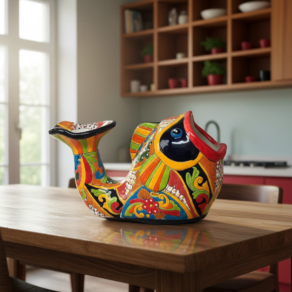 Talavera Fish Planter | Hand-Painted Mexican Ceramic Decor