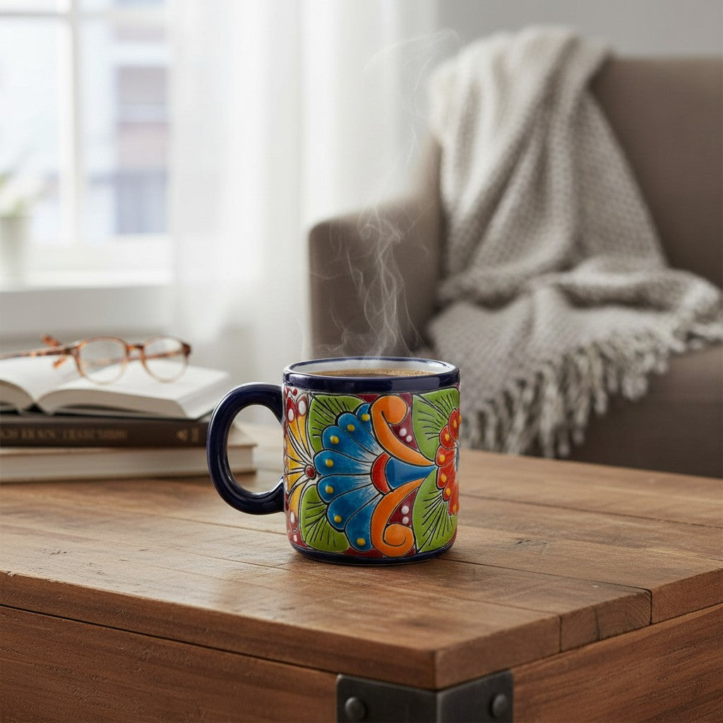 Talavera Coffee Mug | Hand-Painted Floral Design