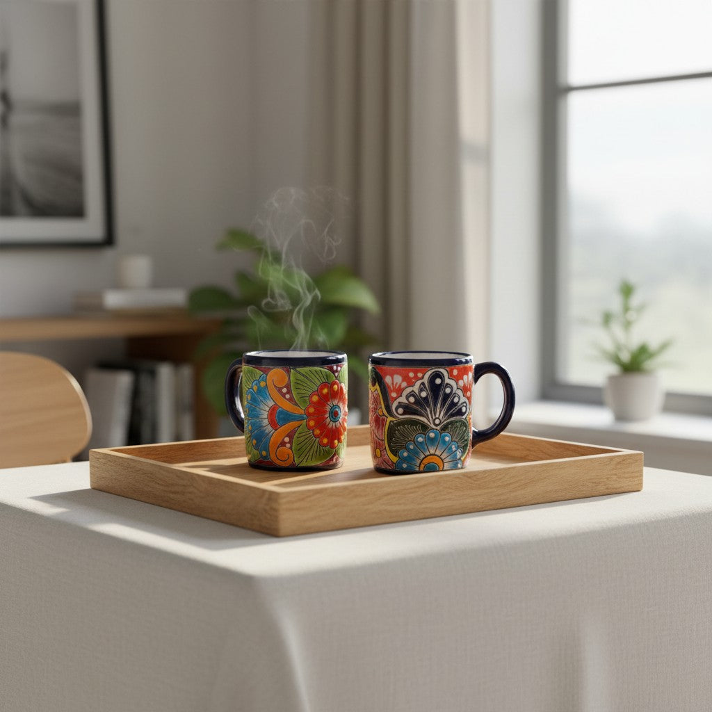 Talavera Coffee Mug | Hand-Painted Floral Design