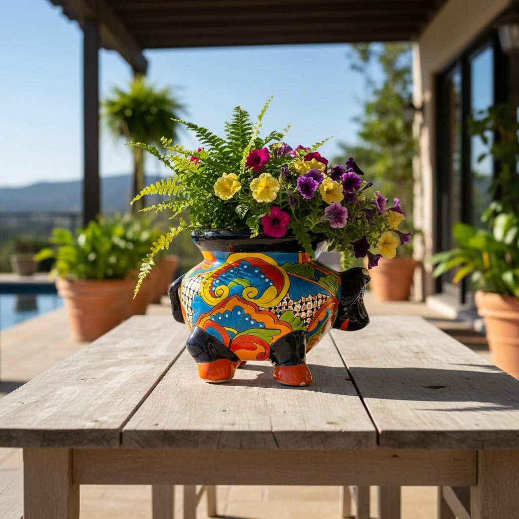 Talavera Cow Planter | Handmade Mexican Pottery for Home & Garden