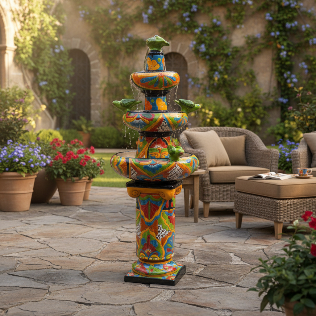 Handmade Talavera Fountain | Authentic Mexican Art