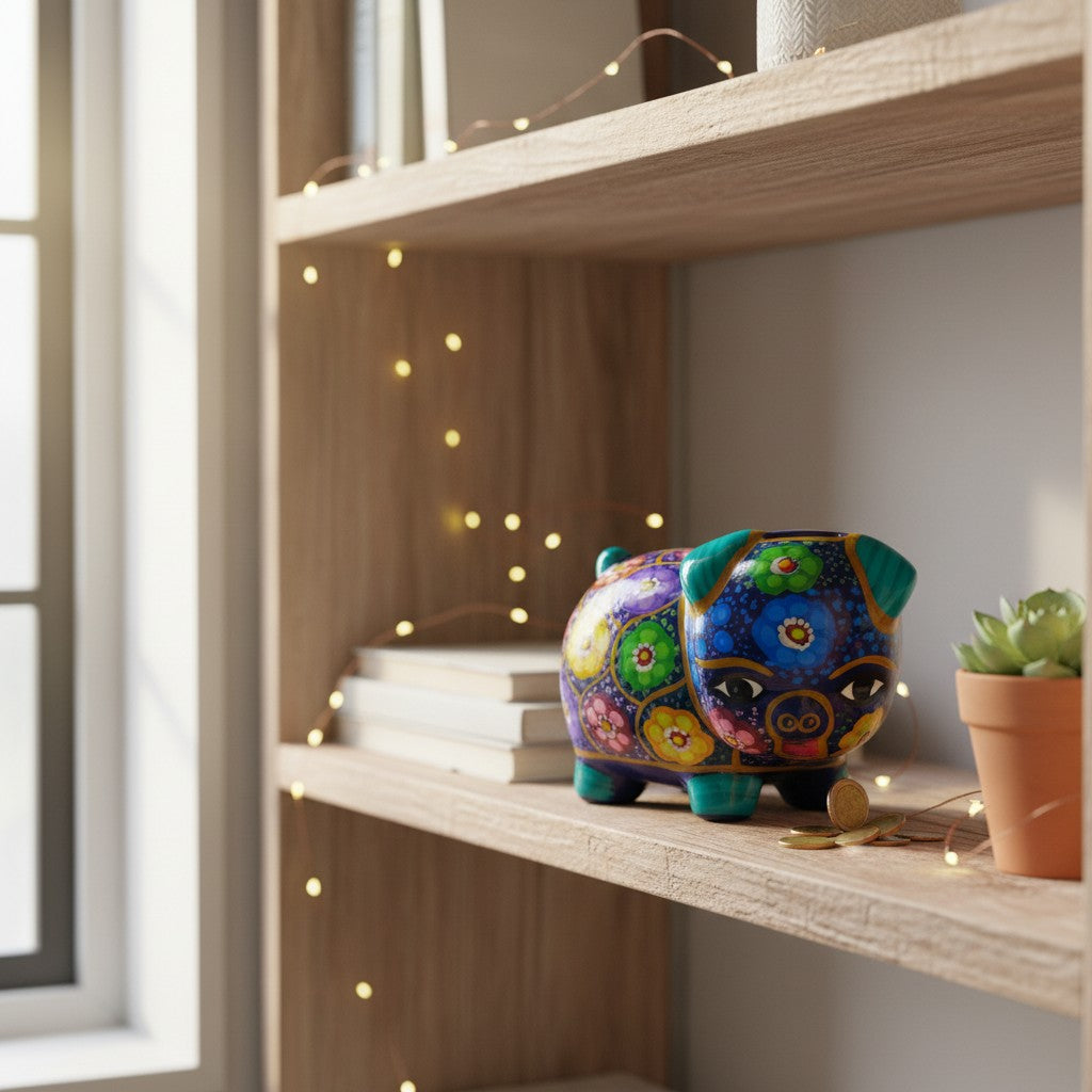 Handmade Guerrero Piggy Bank | Mexican Ceramic Coin Bank