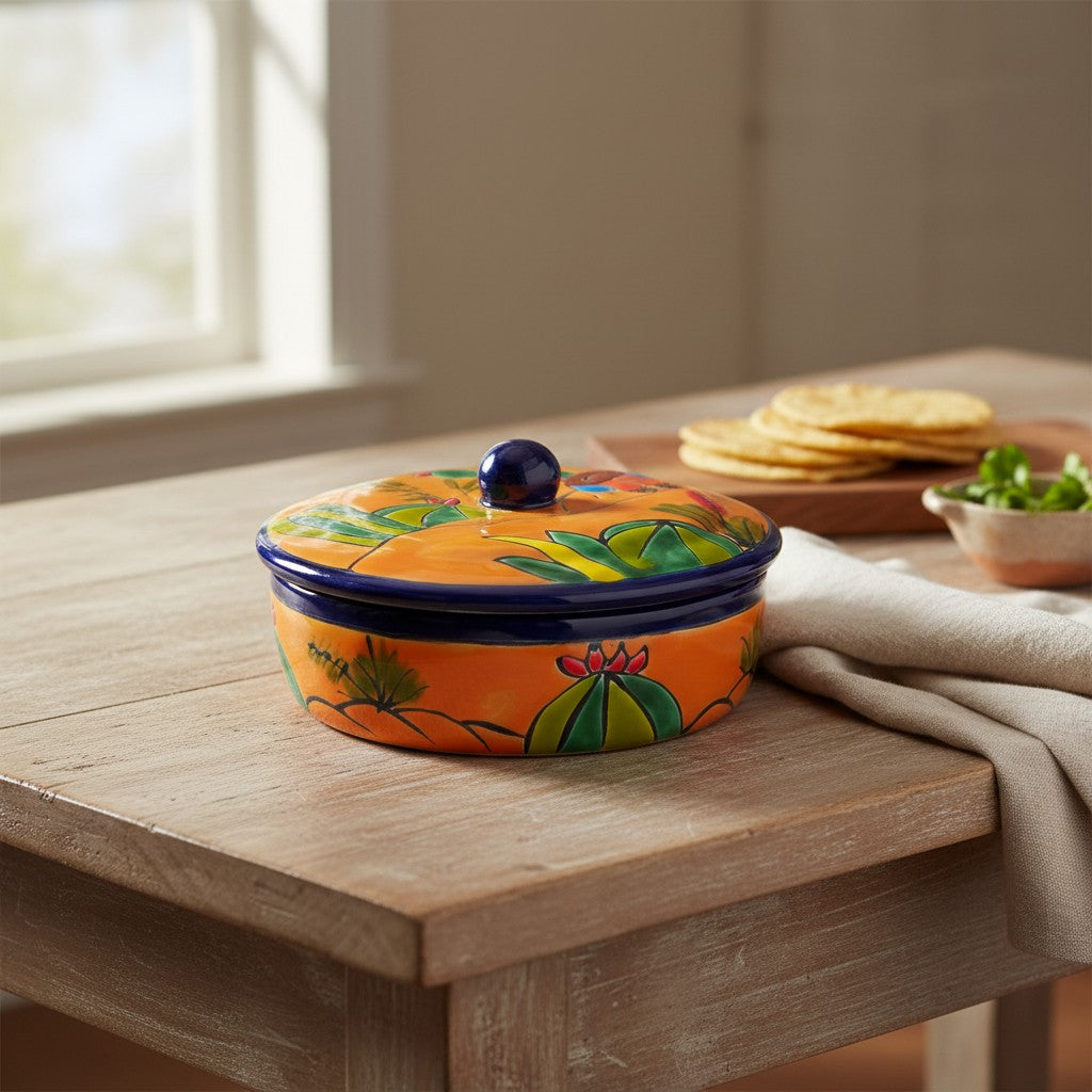Handmade Talavera Tortilla Warmer | Mexican Sleeping Man Panchito