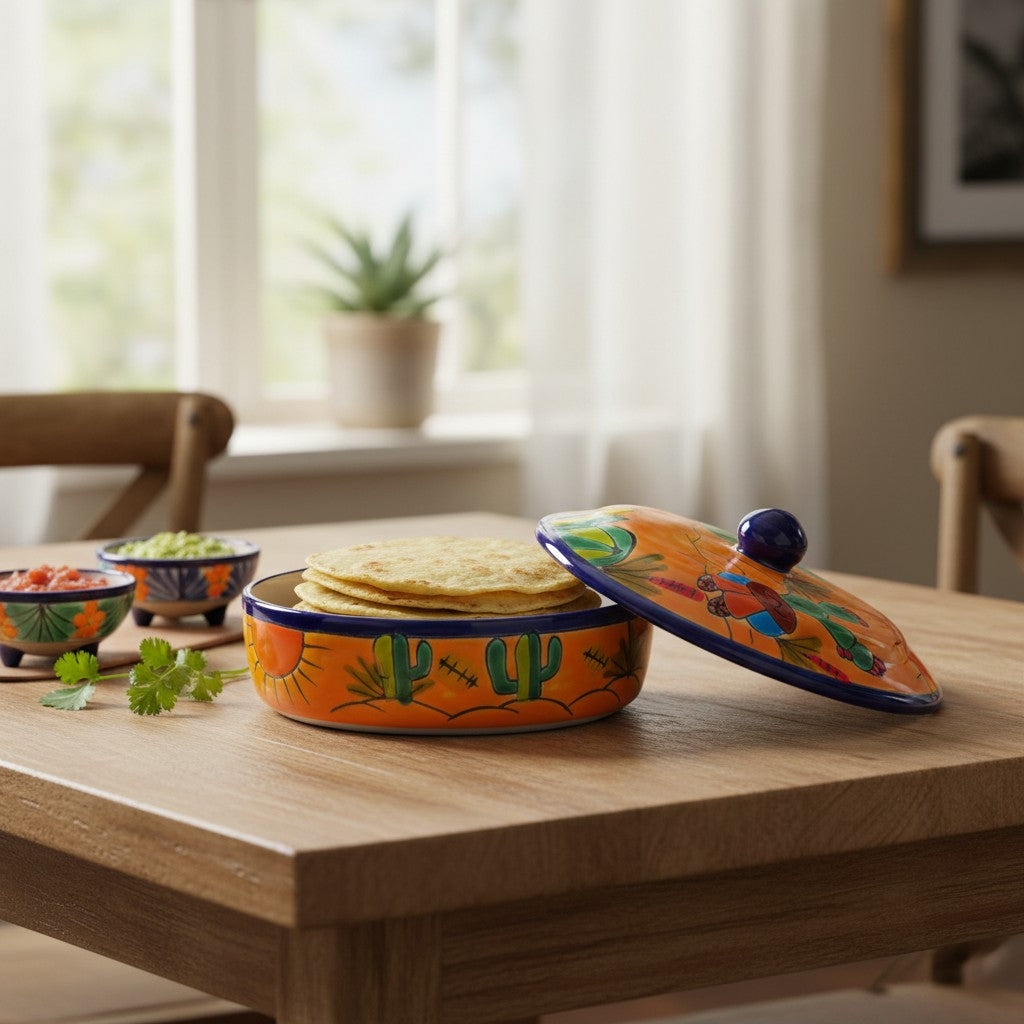 Handmade Talavera Tortilla Warmer | Mexican Sleeping Man Panchito