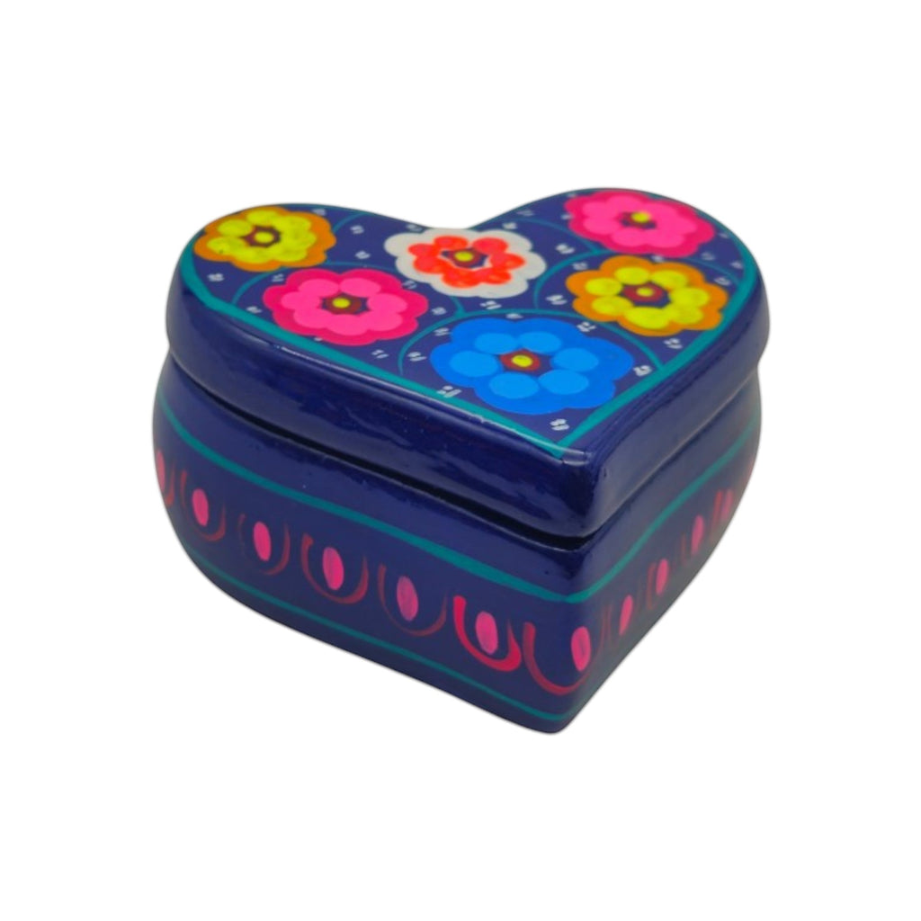 Guerrero Heart-Shaped Jewelry Box | Mexican Ceramic Earring Holder