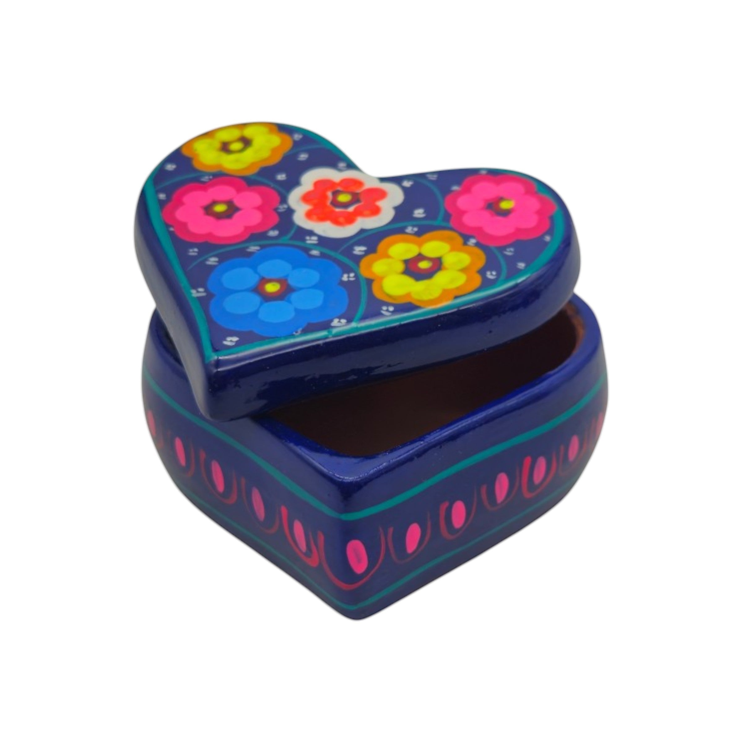 Guerrero Heart-Shaped Jewelry Box | Mexican Ceramic Earring Holder