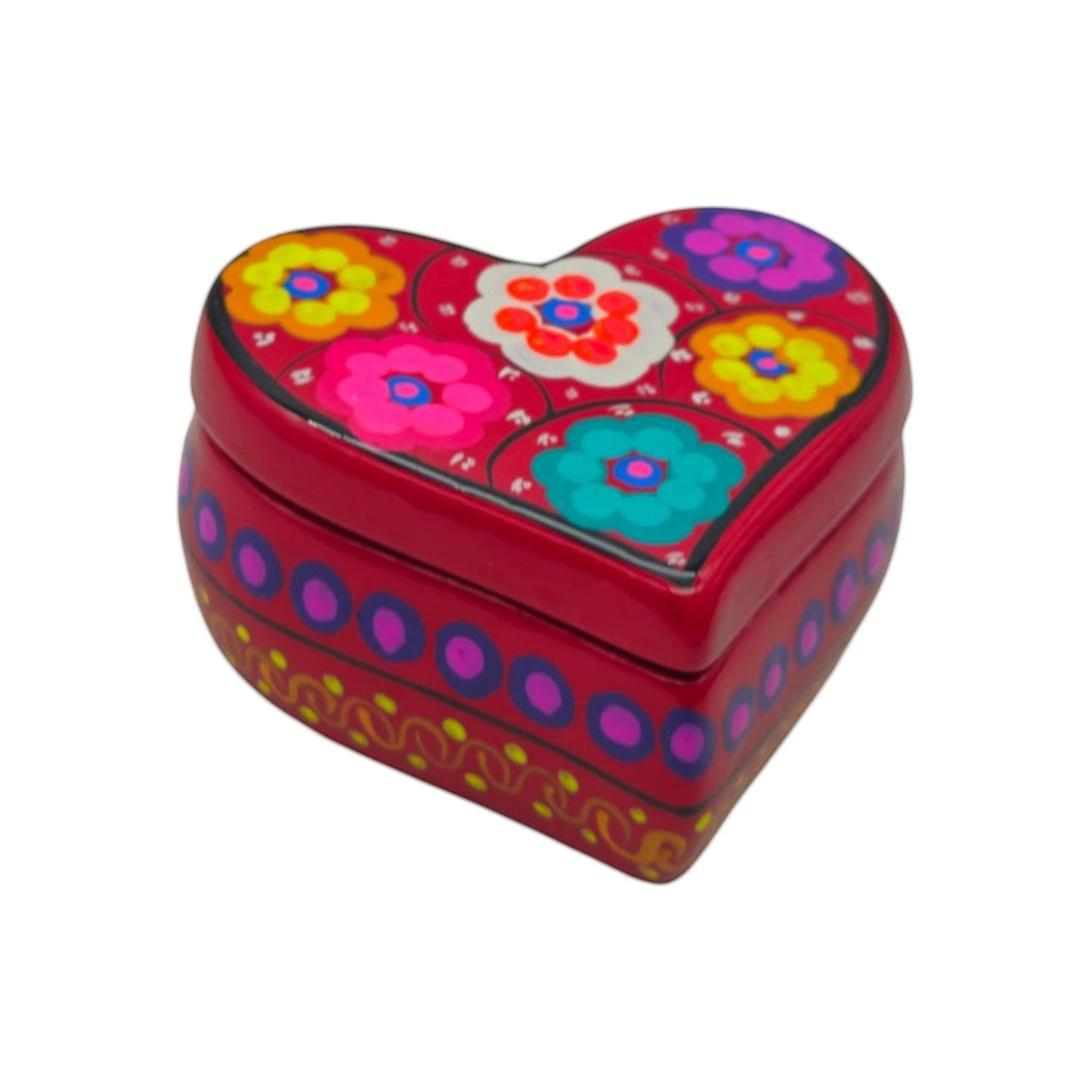 Guerrero Heart-Shaped Jewelry Box | Mexican Ceramic Earring Holder