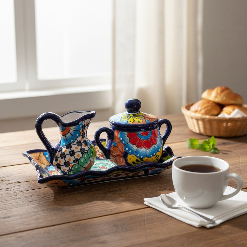 Talavera Coffee Set | 3-Piece Mexican Pottery