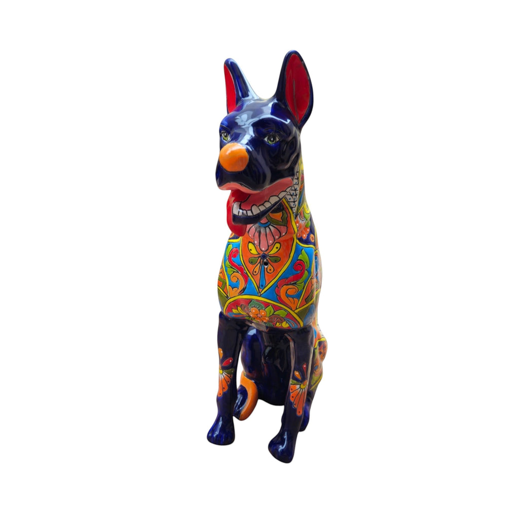 Huge Talavera Dog Statue | Colorful Mexican Ceramic Statue