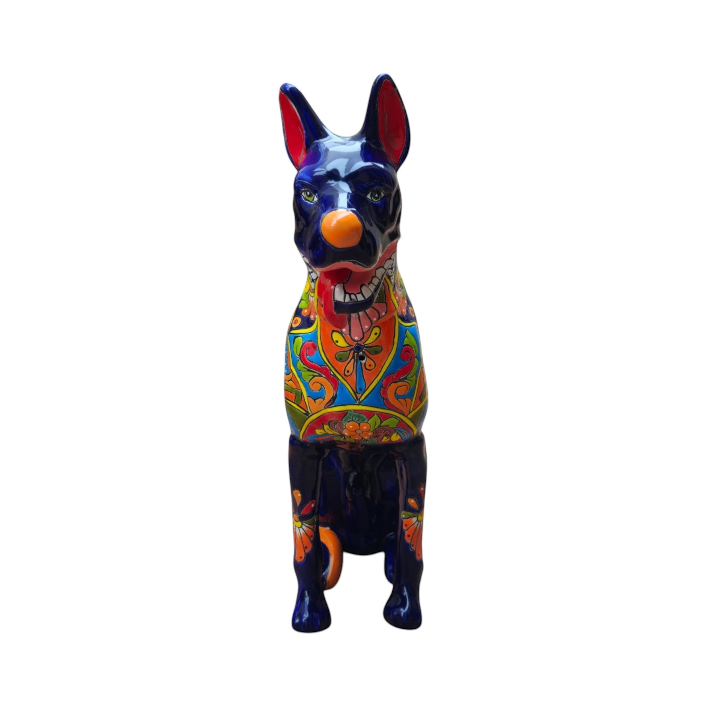 Huge Talavera Dog Statue | Colorful Mexican Ceramic Statue