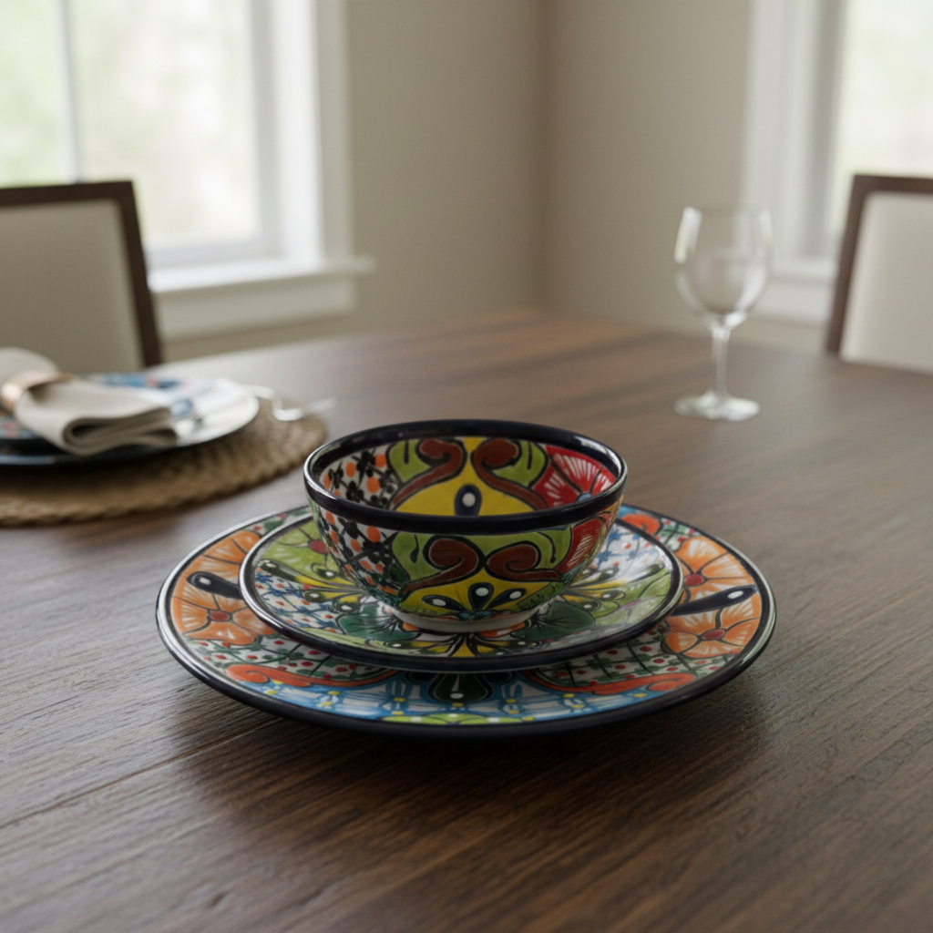 Talavera Dinnerware Set | 33-Piece Mexican Dish Set for 8