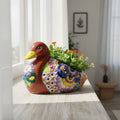Colorful Talavera Duck Planter | Mexican Succulent Pottery Art