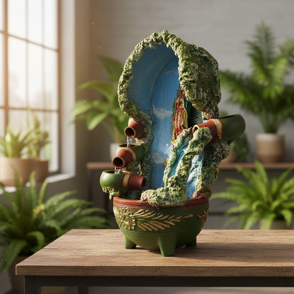 Mexican Outdoor Fountain | Painted Traditional Water Feature