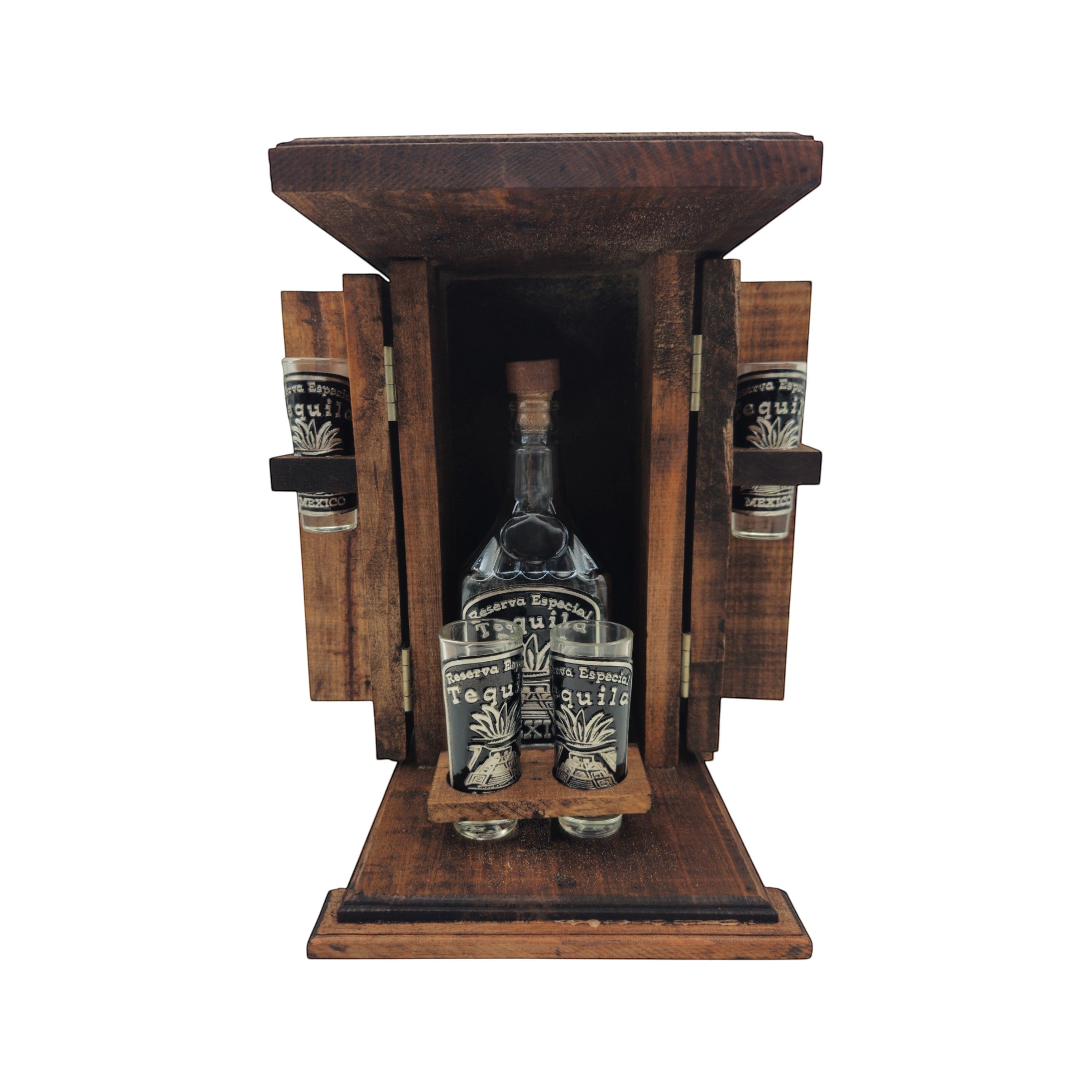 Handmade Shot Glass & Decanter Set | Mexican Rustic Wood Box