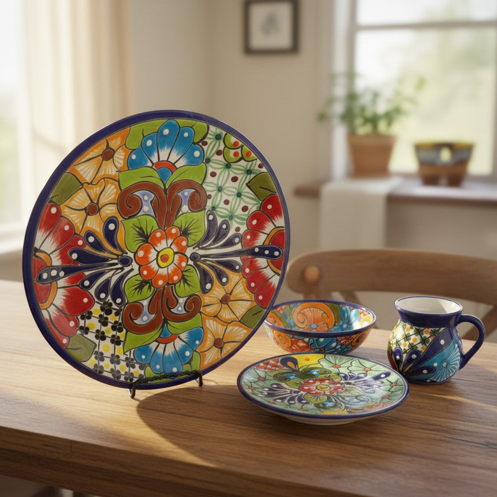 Talavera Dinnerware Set | 34-Piece Mexican Tableware for 8