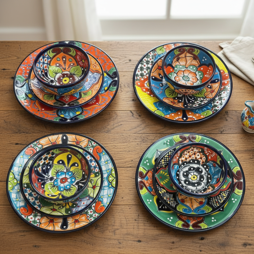 Talavera Dinnerware Set | 33-Piece Mexican Dish Set for 8