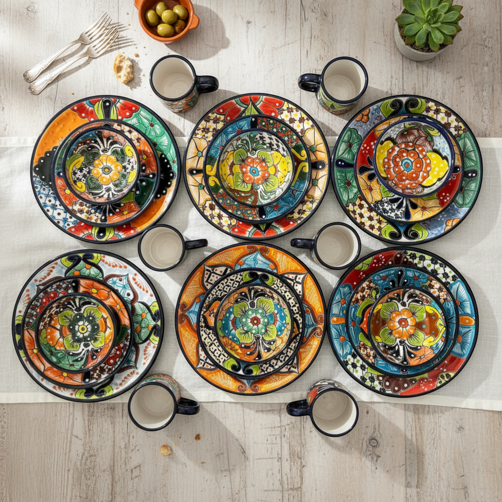Talavera Dinnerware Set | 26-Piece Vibrant Floral Mexican Dishware