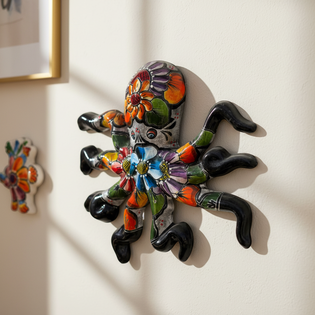 Mexican Handmade Octopus Wall Art | Hand-Painted Talavera