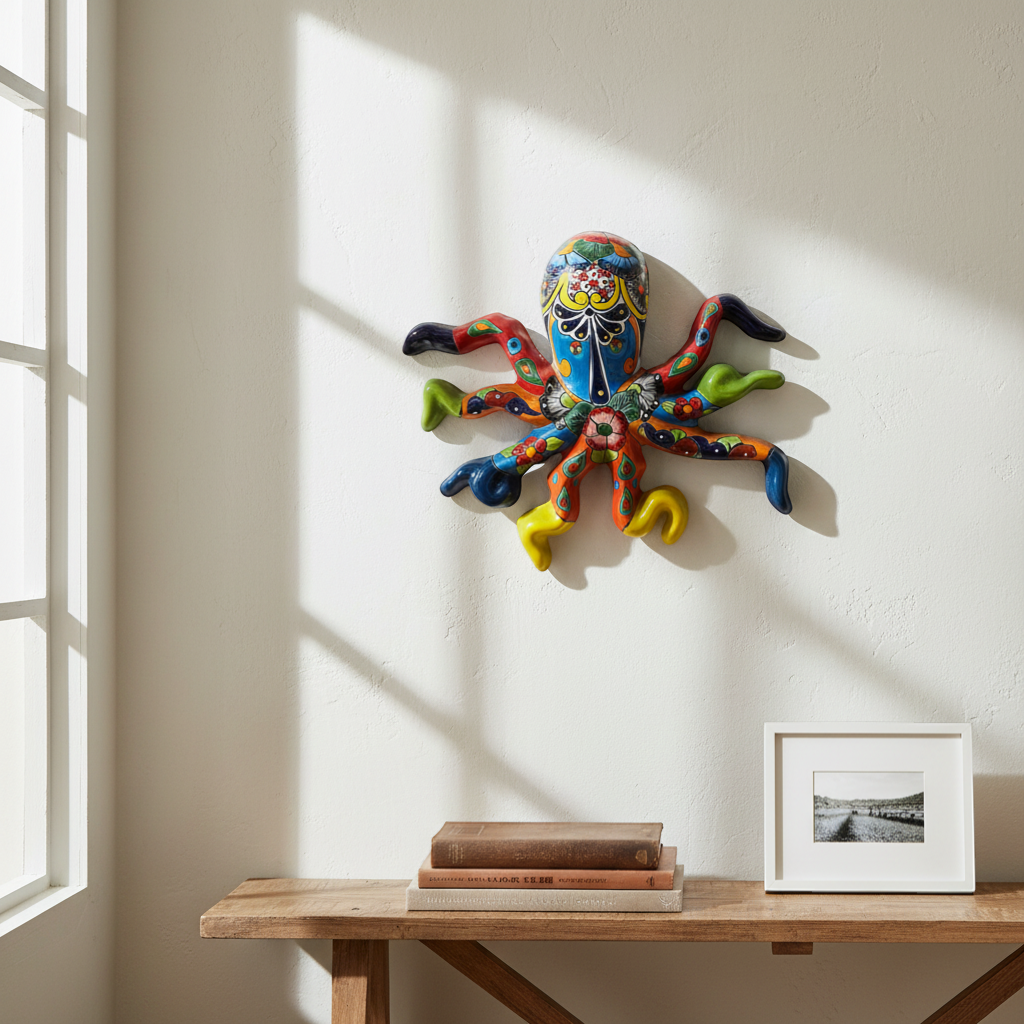 Mexican Handmade Octopus Wall Art | Hand-Painted Talavera