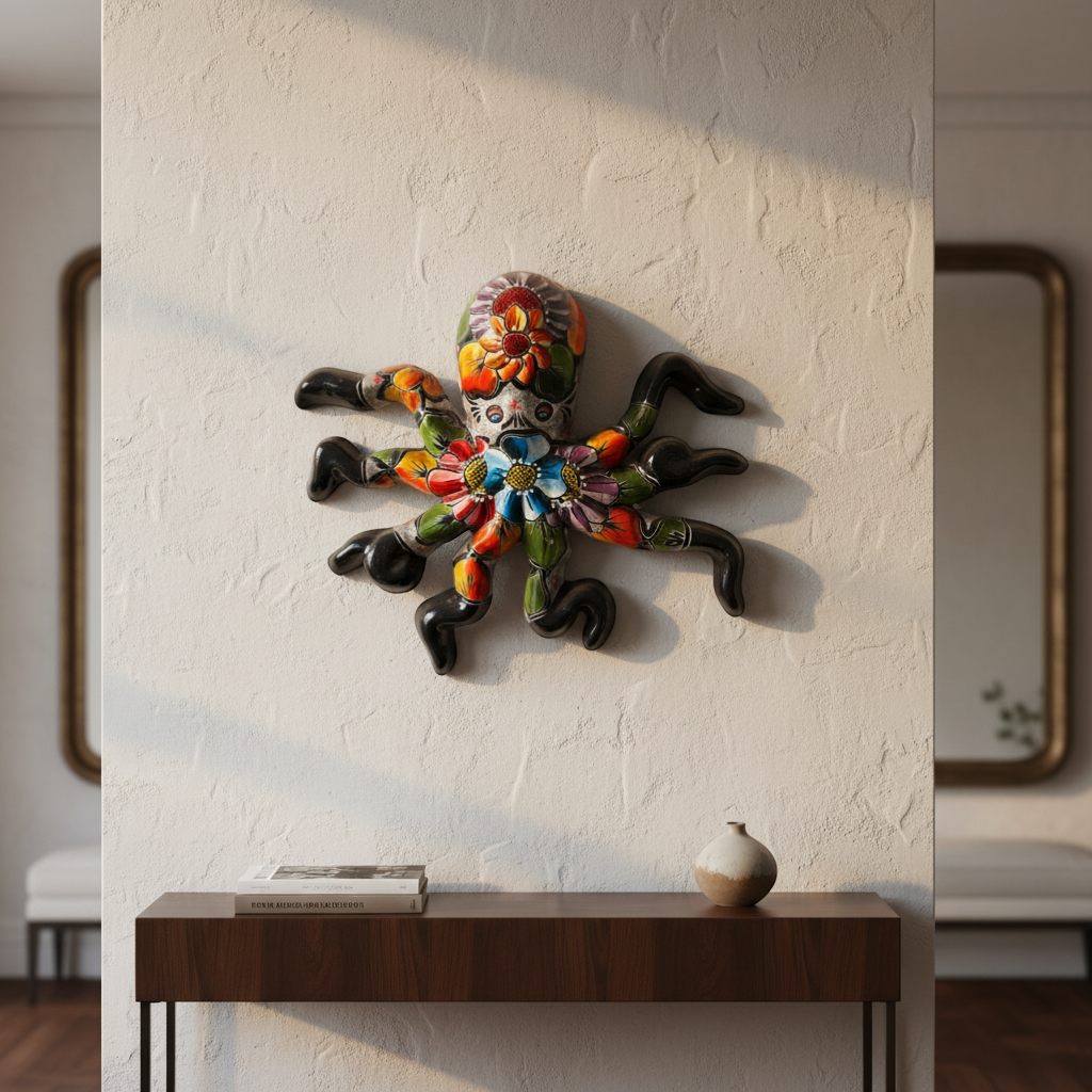 Mexican Handmade Octopus Wall Art | Hand-Painted Talavera
