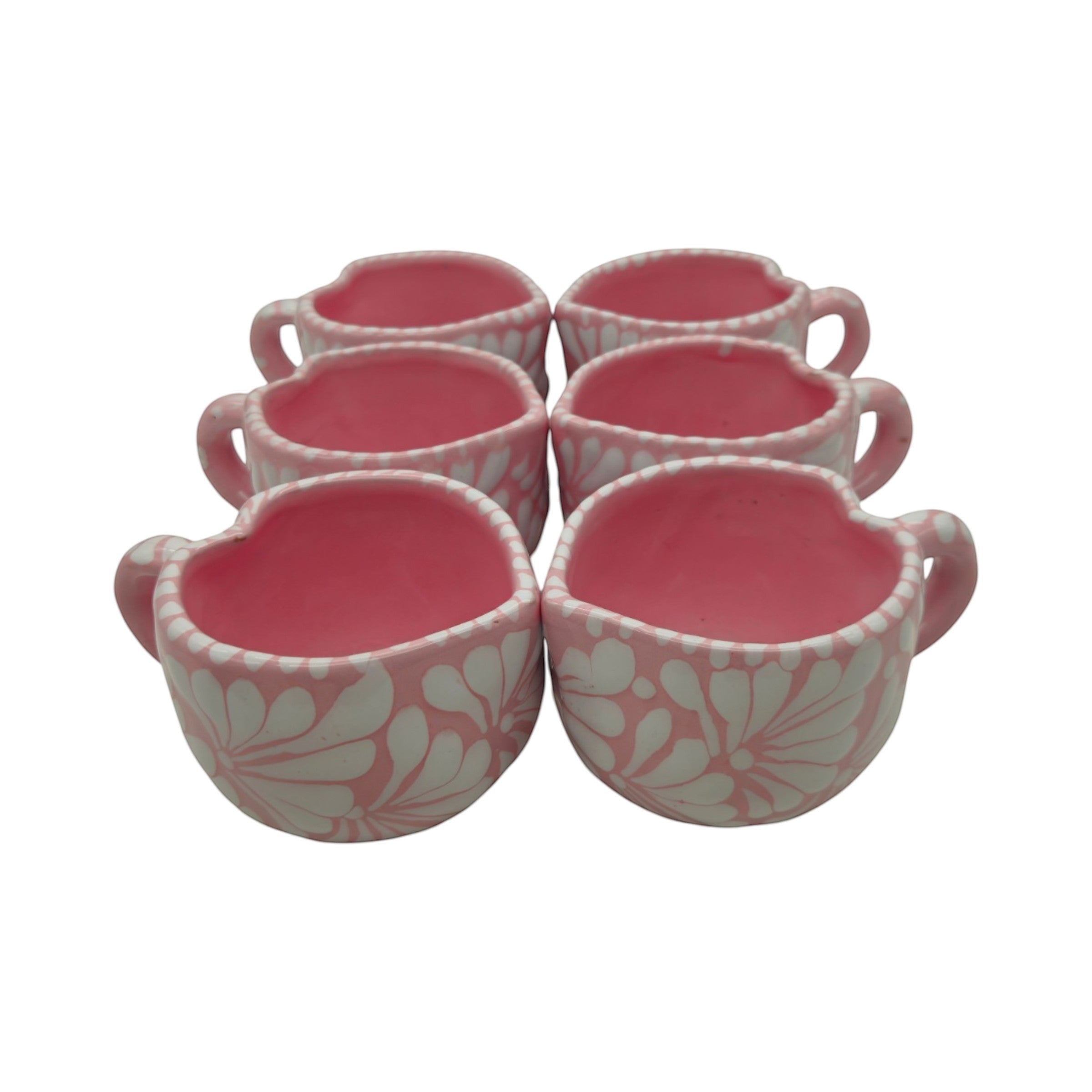 Talavera Heart Mug | Hand-Painted Pink Mexican Coffee Cup