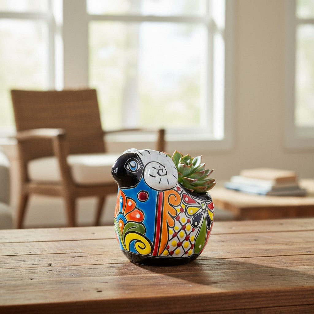 Talavera Ram Planter | Colorful Mexican Sheep Ceramic Pot