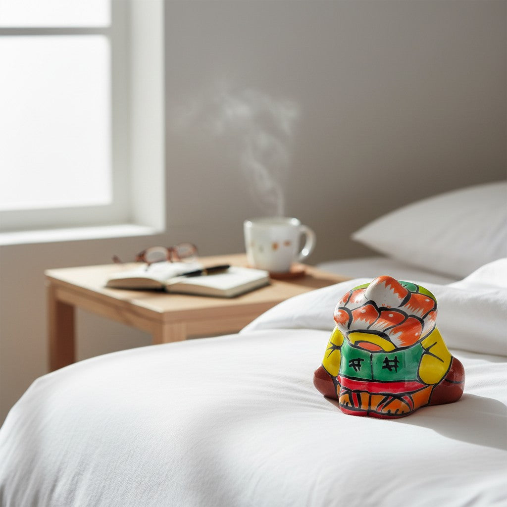 Tiny Talavera Panchito Figurine | Hand-Painted Mexican Sleeping Man