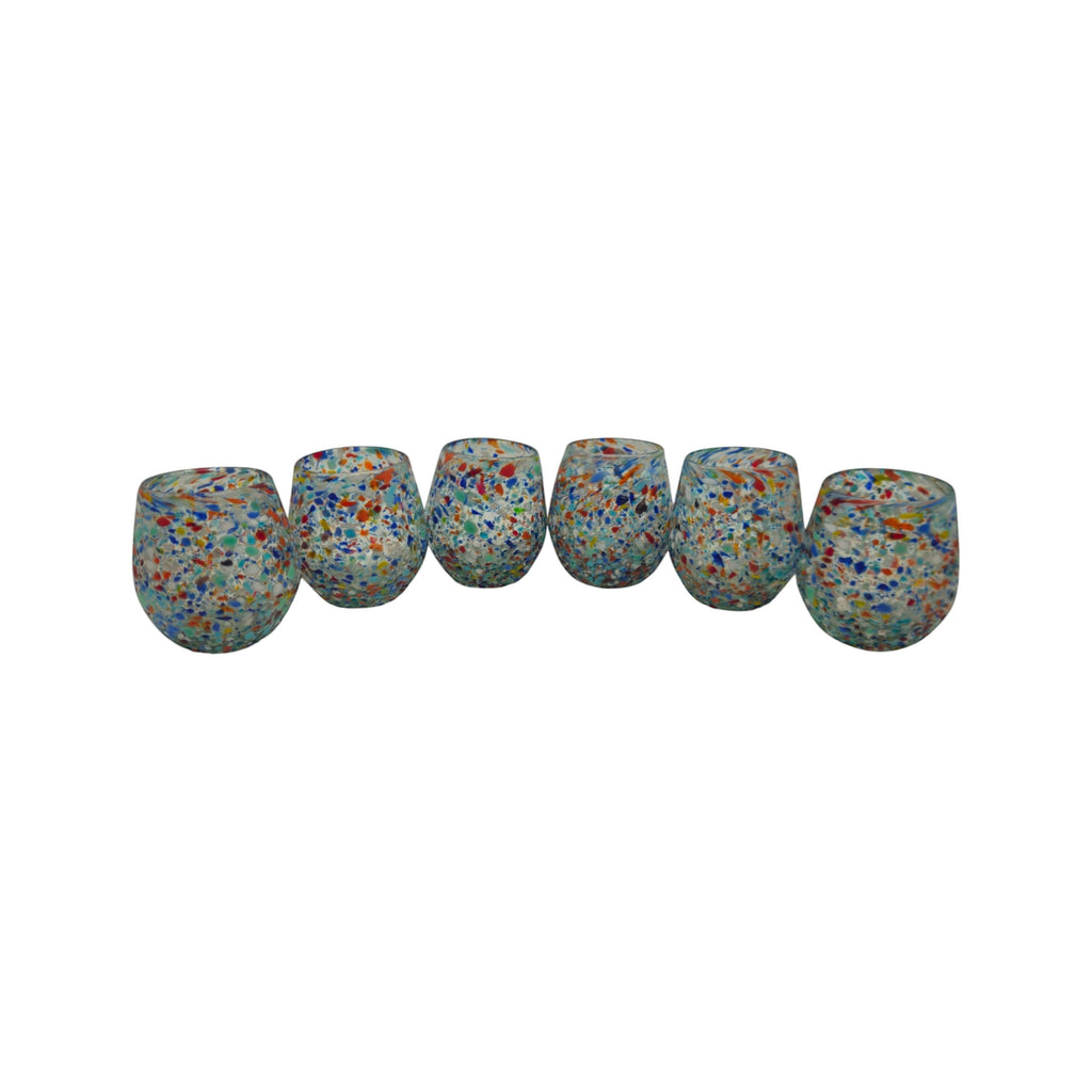 Handblown XL Stemless Wine Glass | Confetti Pebble Pattern