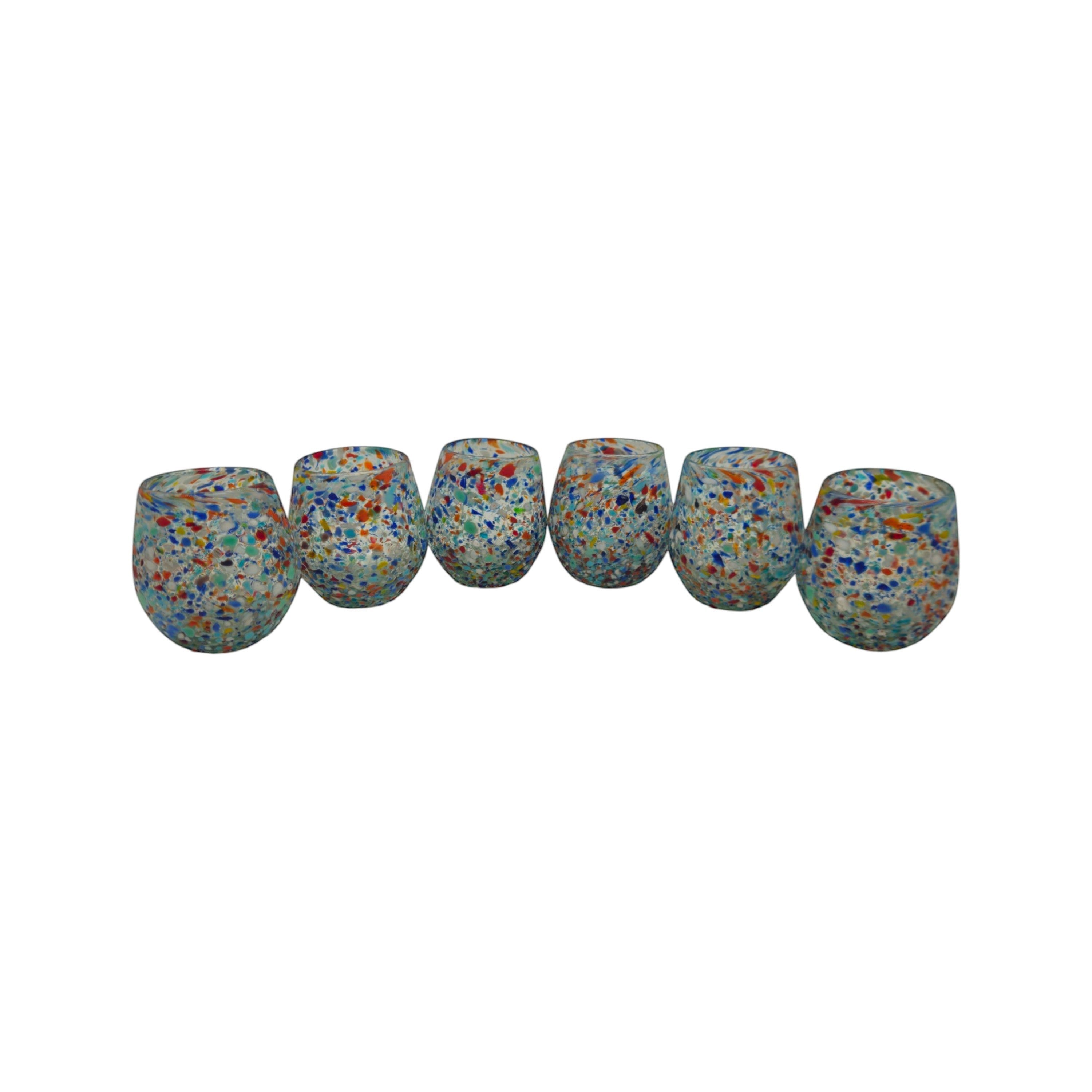 Handblown XL Stemless Wine Glass | Confetti Pebble Pattern